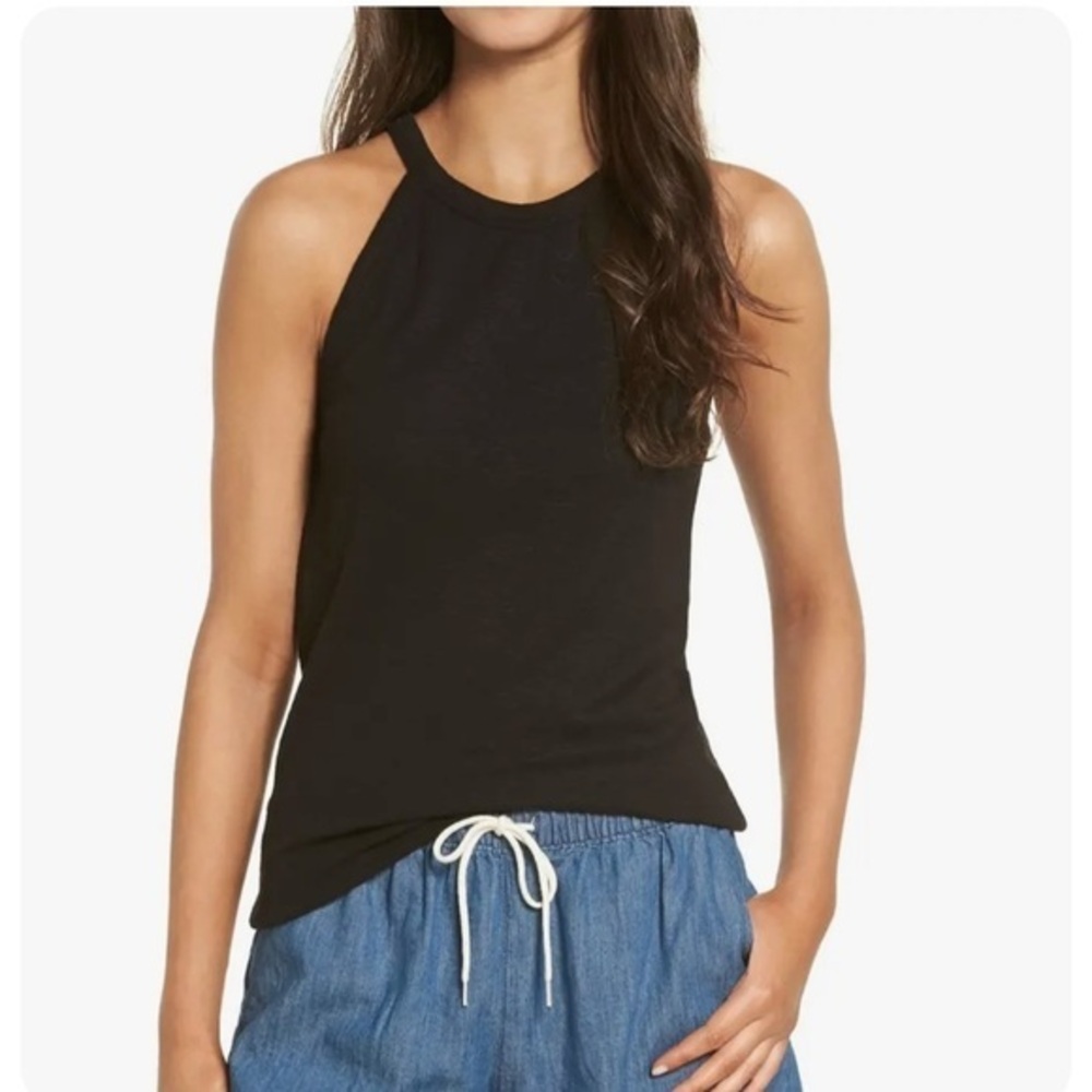 Madewell time off black halter tank top, size XXS